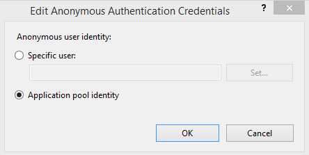 Application Pool Identity in Edit Anonymous Authentication Credentials