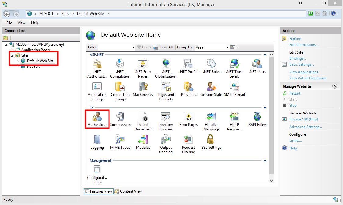 Sites in the IIS Manager